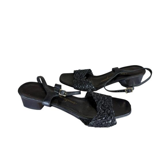 Salvatore Ferragamo Black Leather Braided Strap Sandals Size 6.5 B - Picture 3 of 10